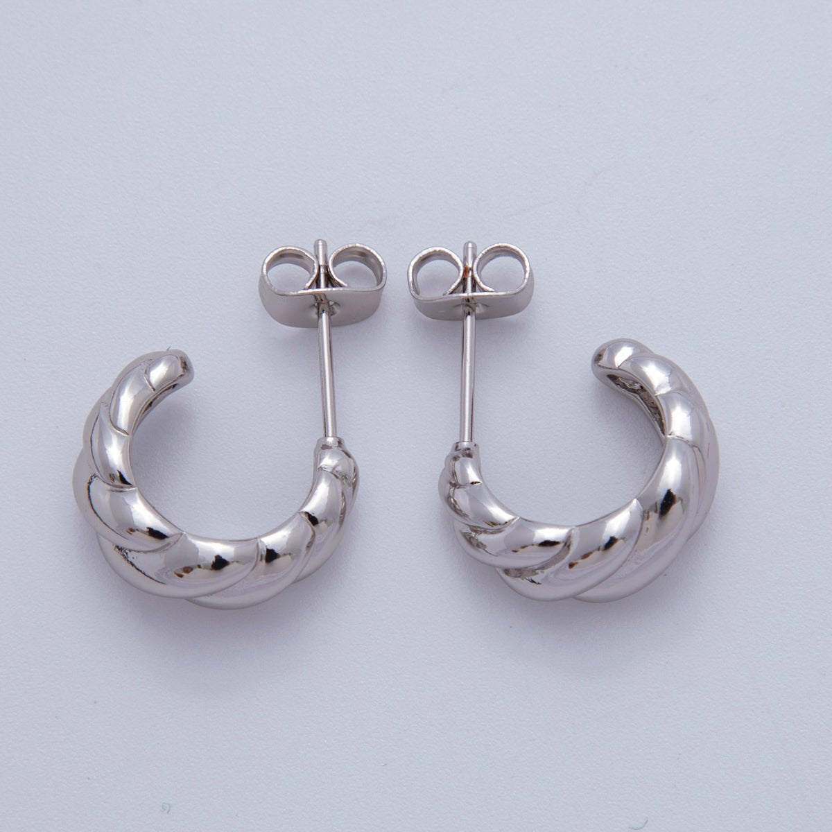 18K Gold Filled Smooth Croissant C - Shaped Stud Earrings in Gold and Silver | AJ150 - DLUXCA