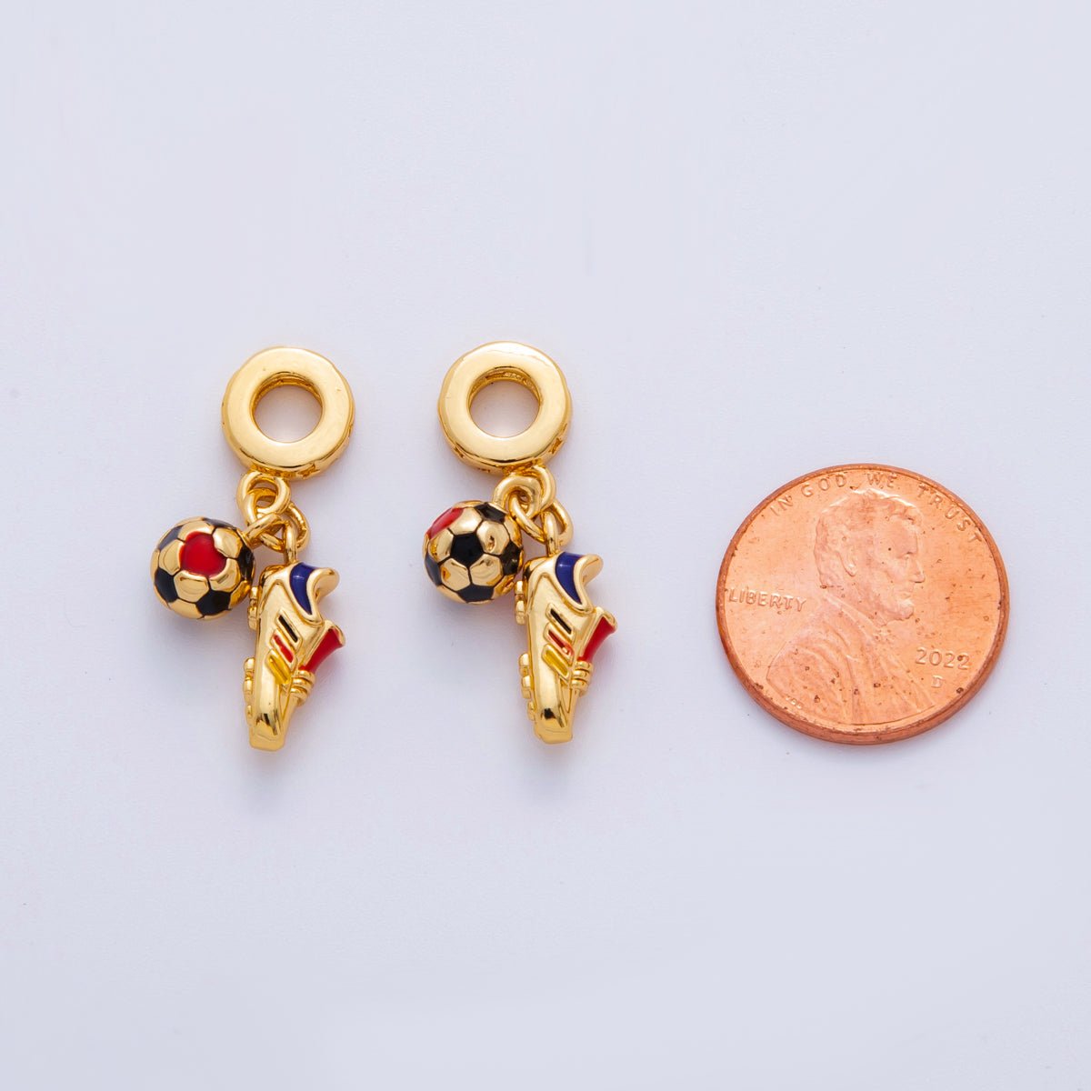 18K Gold Filled Soccer Shoes Ball Rhondelle Drop Pendant | M811 - DLUXCA