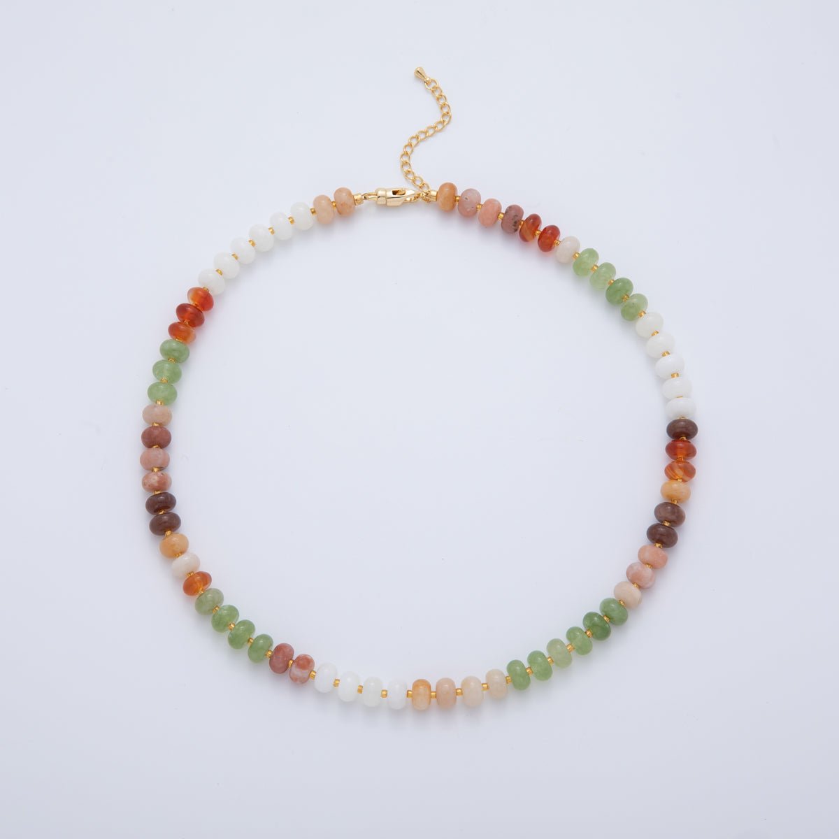 18K Gold Filled Splashed Earth & Sky Toned Color Colorful Gemstone Beaded Necklace 17.3 Inch with Extender | WA3302 - WA3315 - DLUXCA