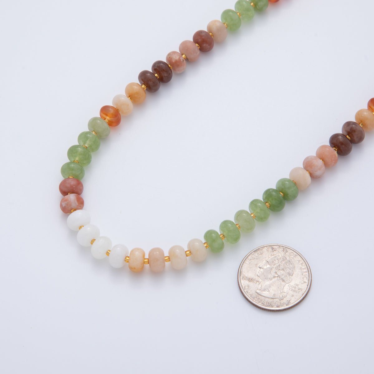 18K Gold Filled Splashed Earth & Sky Toned Color Colorful Gemstone Beaded Necklace 17.3 Inch with Extender | WA3302 - WA3315 - DLUXCA