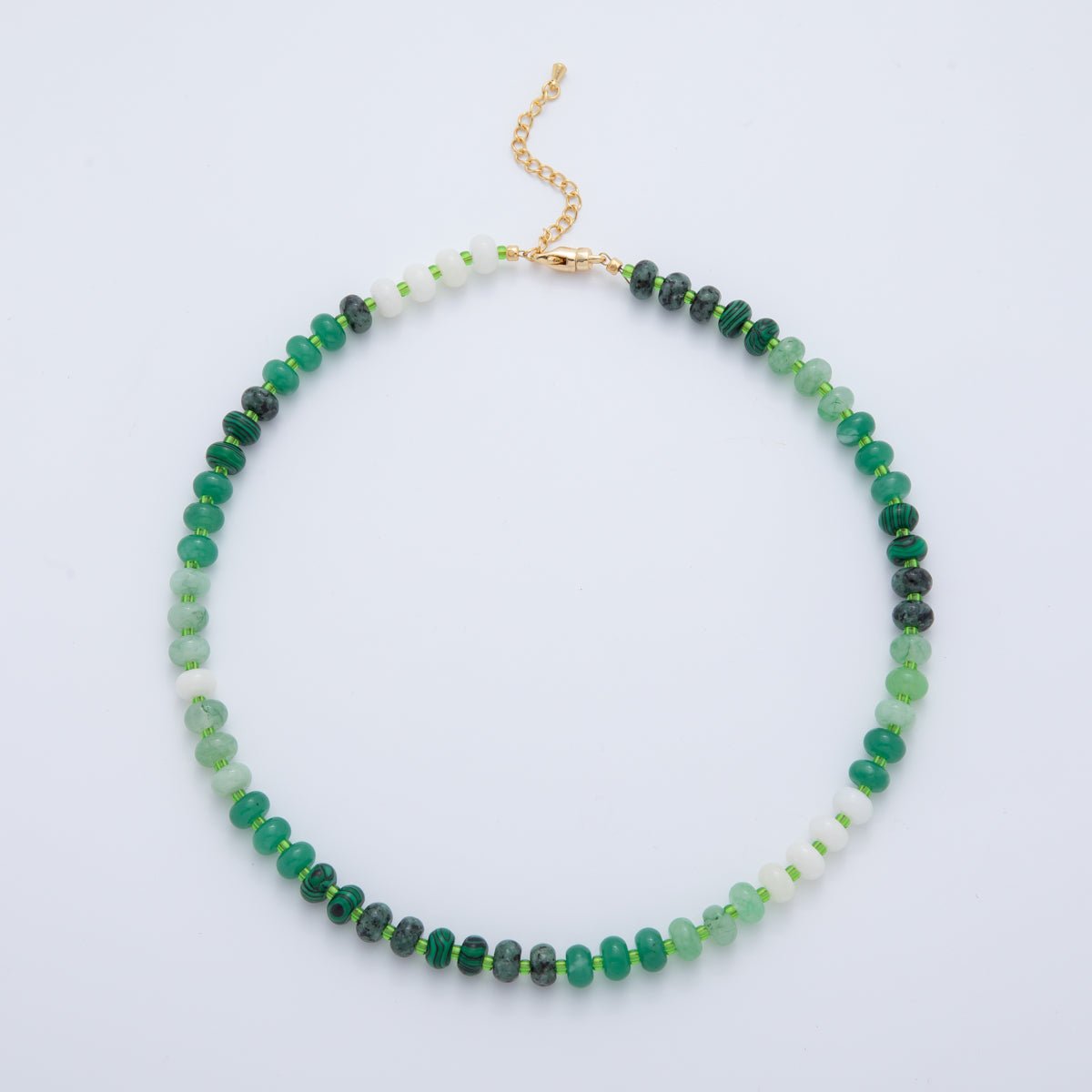 18K Gold Filled Splashed Earth & Sky Toned Color Colorful Gemstone Beaded Necklace 17.3 Inch with Extender | WA3302 - WA3315 - DLUXCA