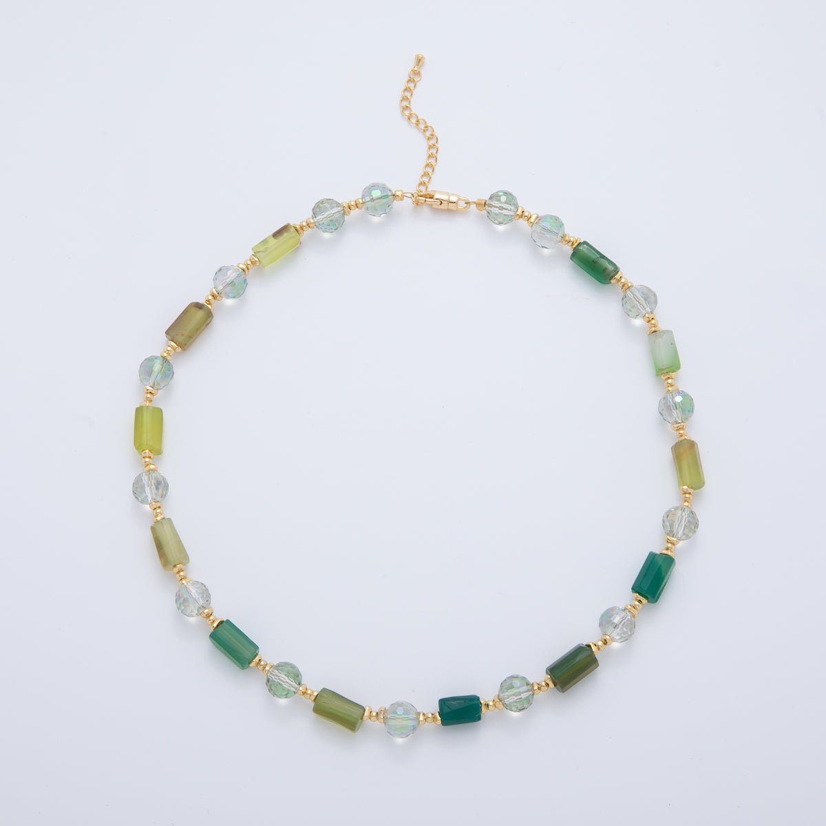 18K Gold Filled Splashed Earth & Sky Toned Color Colorful Gemstone Beaded Necklace 17.3 Inch with Extender | WA3302 - WA3315 - DLUXCA
