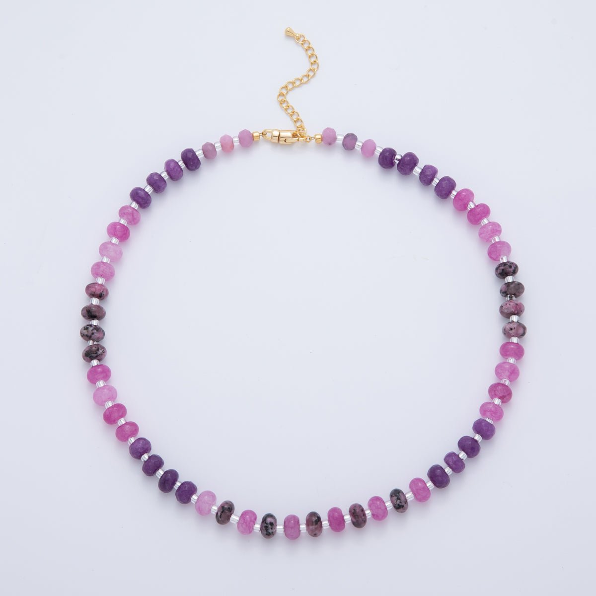 18K Gold Filled Splashed Earth & Sky Toned Color Colorful Gemstone Beaded Necklace 17.3 Inch with Extender | WA3302 - WA3315 - DLUXCA