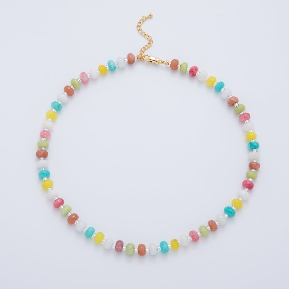 18K Gold Filled Splashed Earth & Sky Toned Color Colorful Gemstone Beaded Necklace 17.3 Inch with Extender | WA3302 - WA3315 - DLUXCA