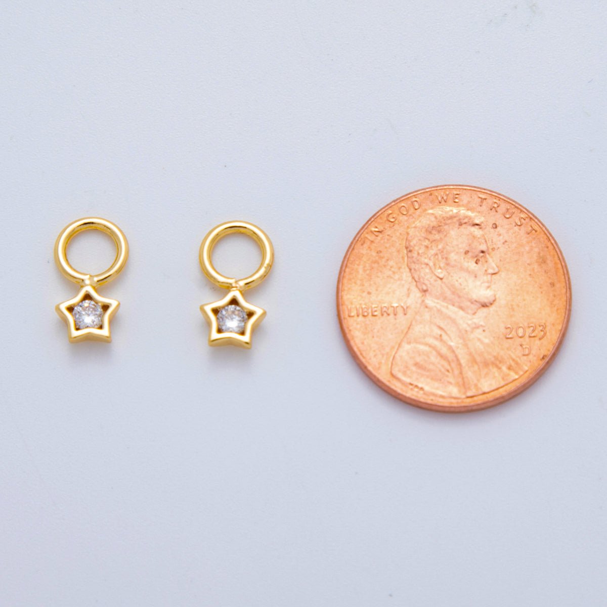 18K Gold Filled Star CZ Bezel Add - On Drop Earring Charm | AF763 - DLUXCA