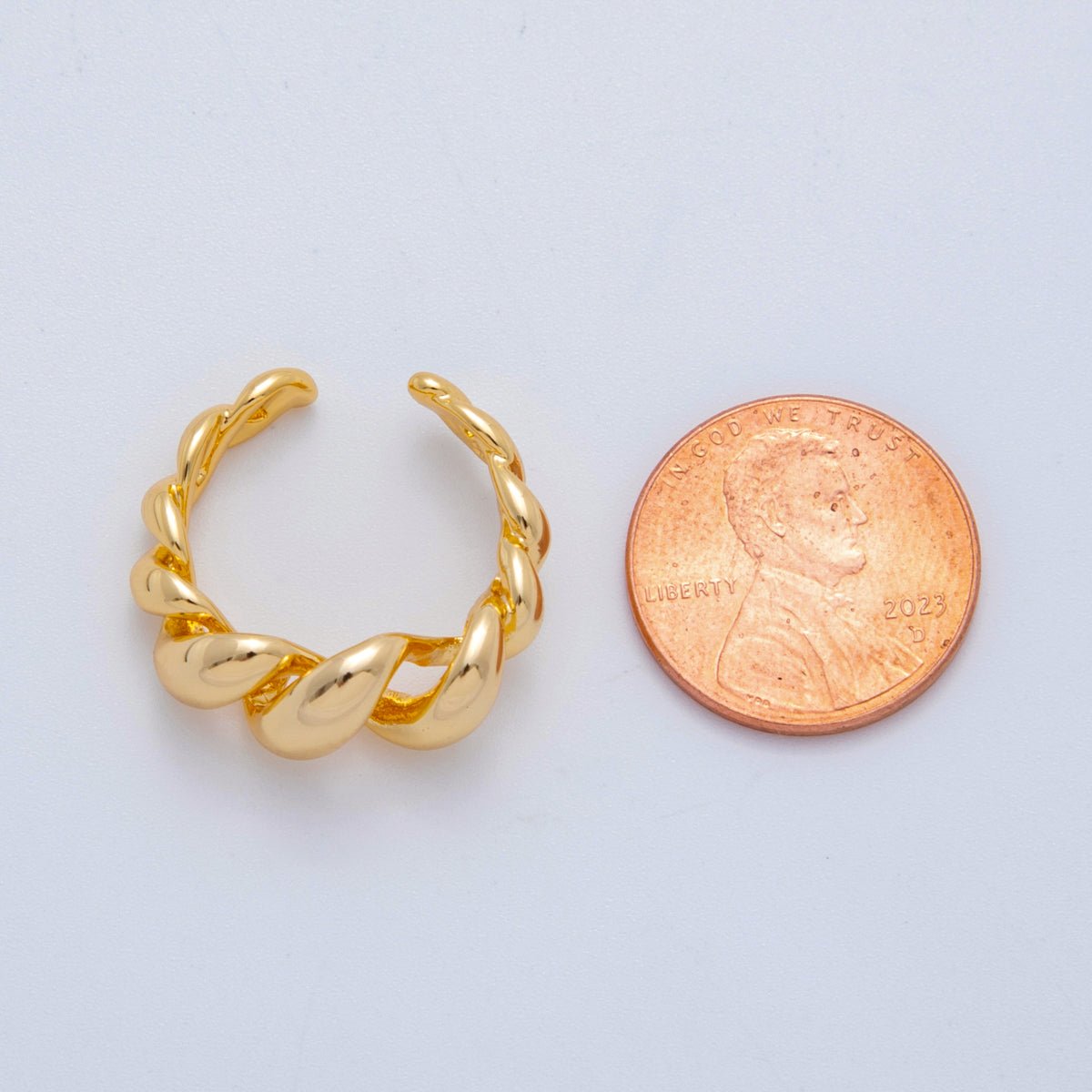 18K Gold Filled Swirled Croissant Ring | OA2040 - DLUXCA