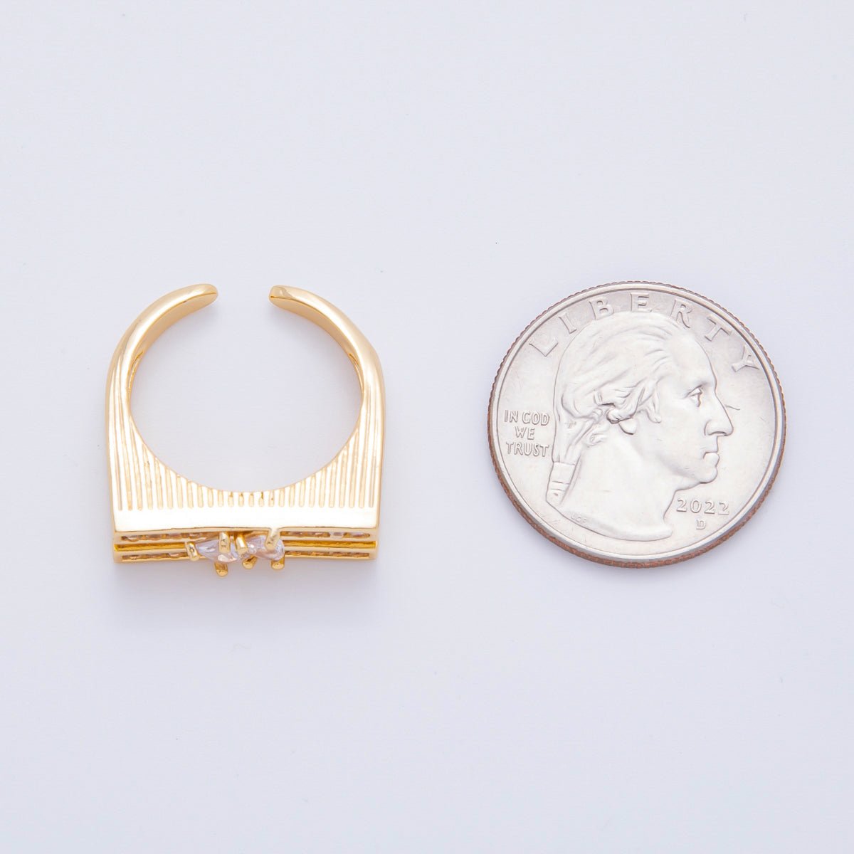 18K Gold Filled Teardrop Baguette CZ Micro Paved Band Rectangular Signet Ring | O411 - DLUXCA