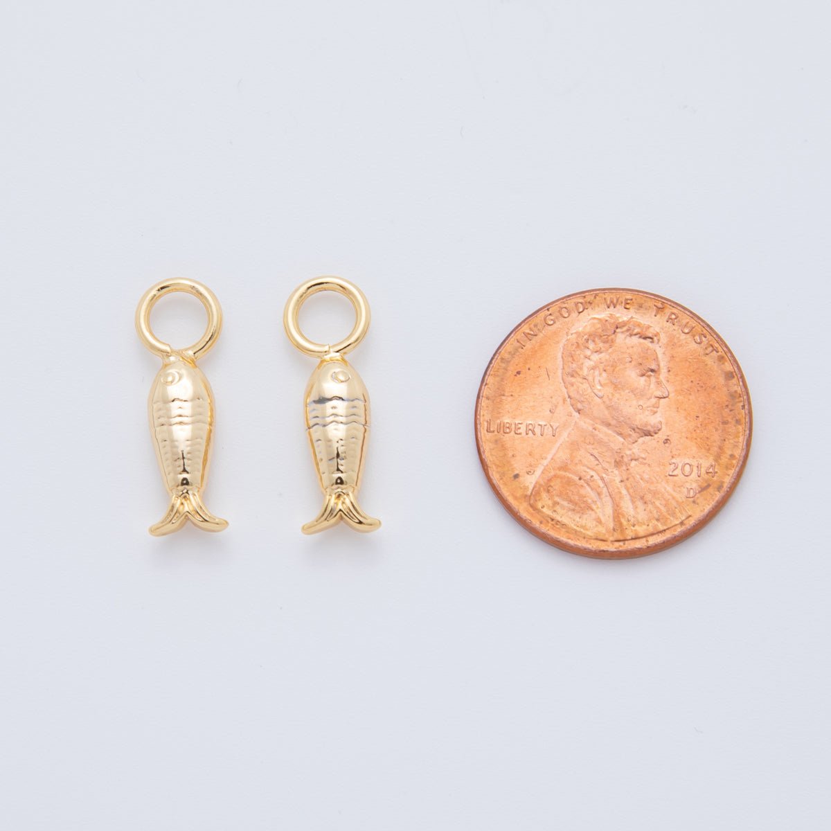 18K Gold Filled Textured Fish Add - On Drop Earring Charm | AF761 - DLUXCA