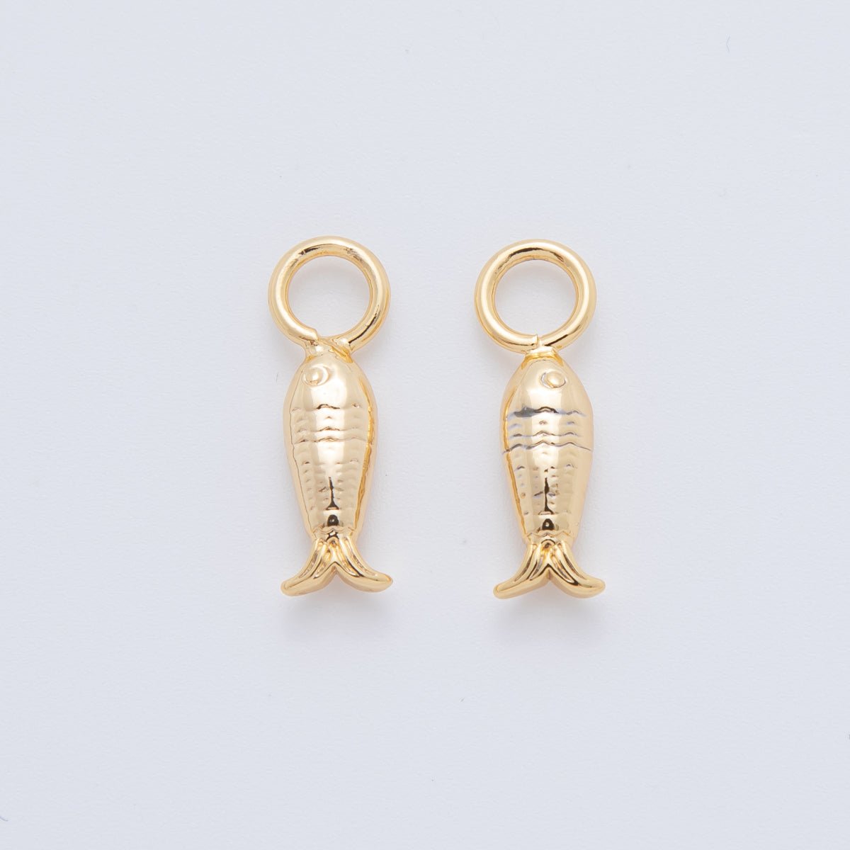 18K Gold Filled Textured Fish Add - On Drop Earring Charm | AF761 - DLUXCA