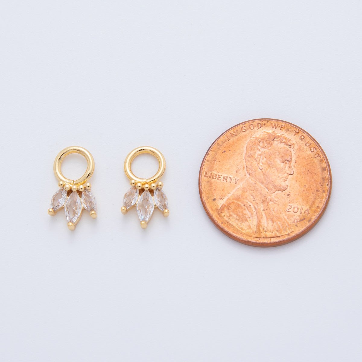 18K Gold Filled Triple Marquise CZ Add - On Drop Earring Charm | AF744 - DLUXCA