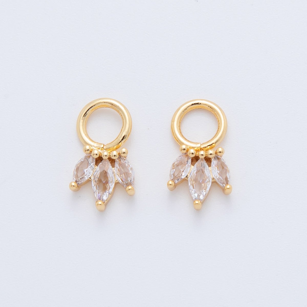 18K Gold Filled Triple Marquise CZ Add - On Drop Earring Charm | AF744 - DLUXCA