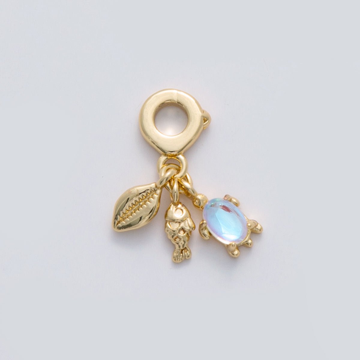 18K Gold Filled Turtle Fish Conch Shell Rhondelle Drop Pendant | C101 - DLUXCA