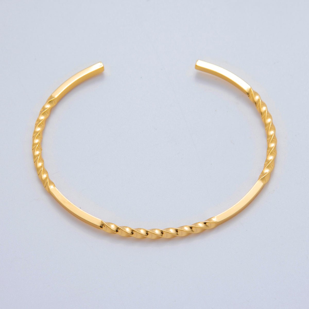 18K Gold Filled Twisted Band Bar Cuff Bracelet | WA - 3289 - DLUXCA