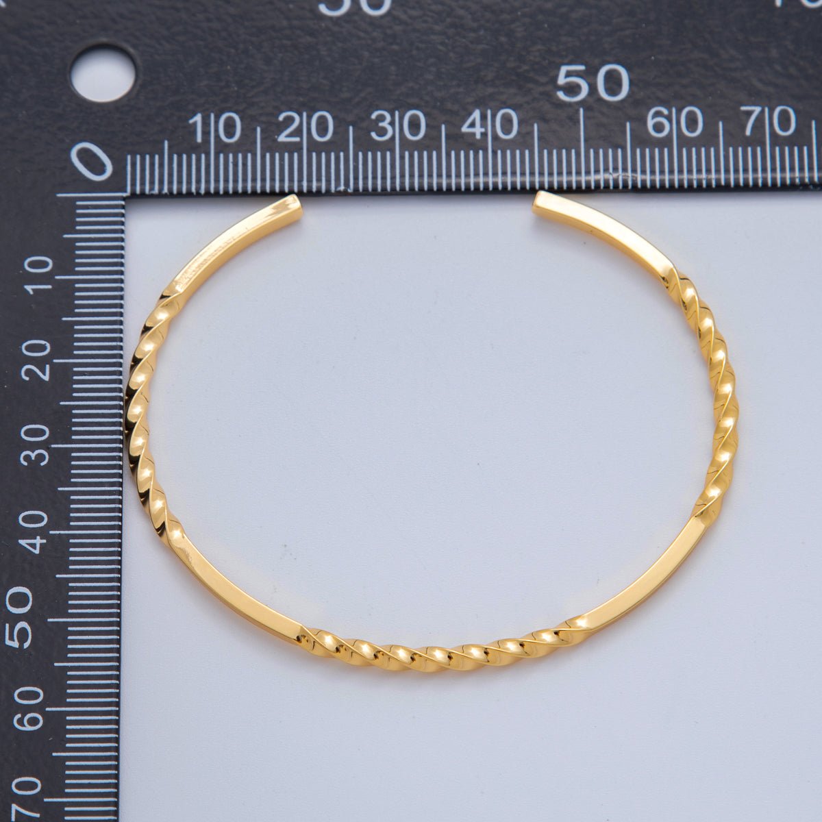 18K Gold Filled Twisted Band Bar Cuff Bracelet | WA - 3289 - DLUXCA