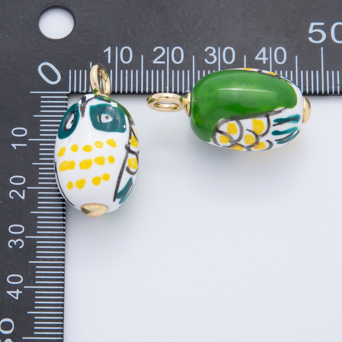 18K Gold Filled White, Red,Yellow, Blue Owl Bird Animal Ceramic Drop Pendant | AF696 AF697 - DLUXCA