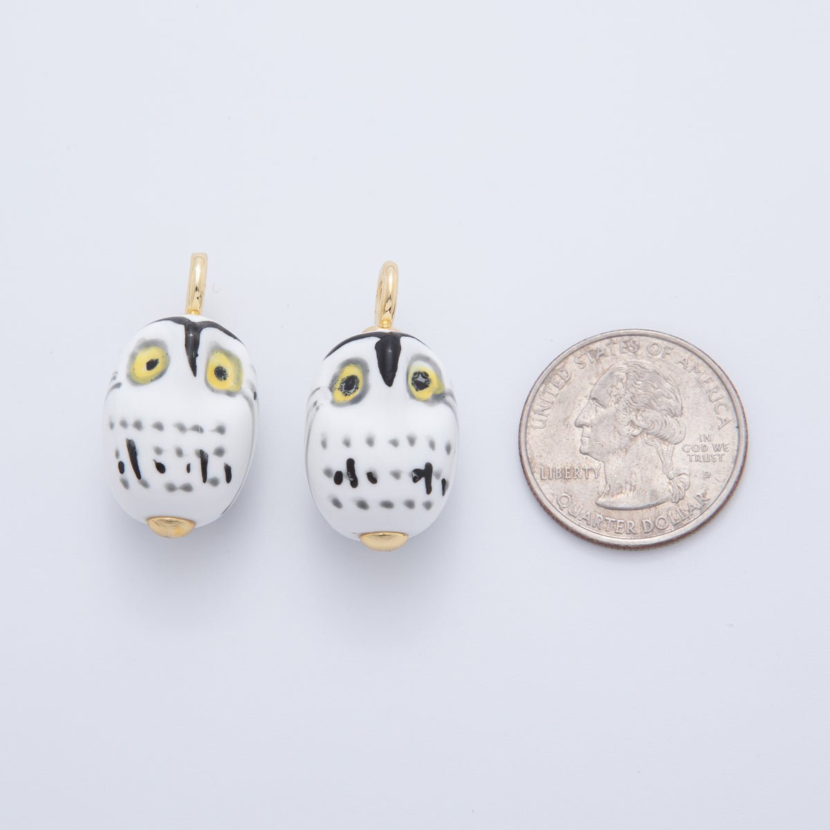 18K Gold Filled White, Red,Yellow, Blue Owl Bird Animal Ceramic Drop Pendant | AF696 AF697 - DLUXCA
