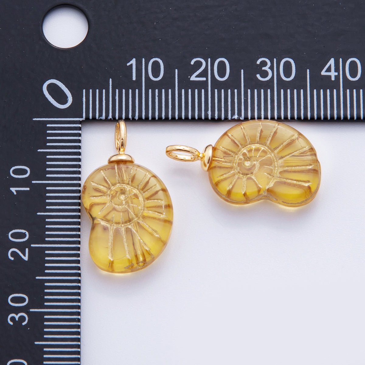 18K Gold Filled Yellow Gold - Lined Nautilus Sea Shell Drop Pendant | AF289 - DLUXCA