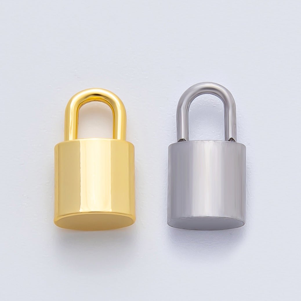 18K Gold Plated 13mm Thick Tube Padlock Finding in Gold & Silver | Z1437 - DLUXCA