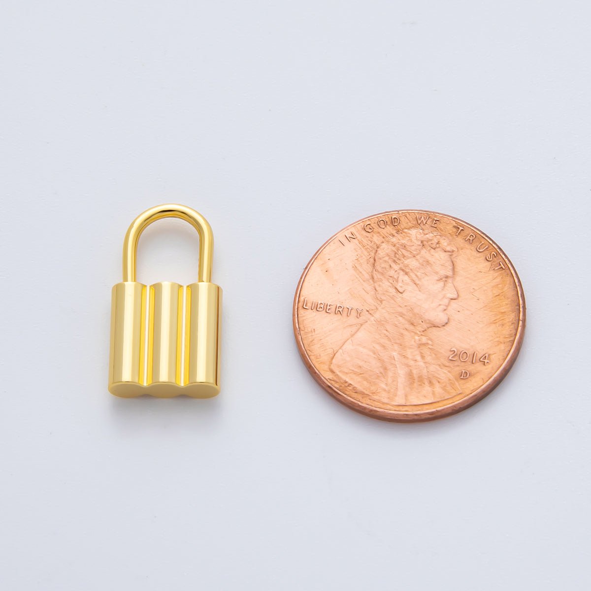 18K Gold Plated 17mm Padlock Triple Tube Finding in Gold & Silver | Z1435 - DLUXCA