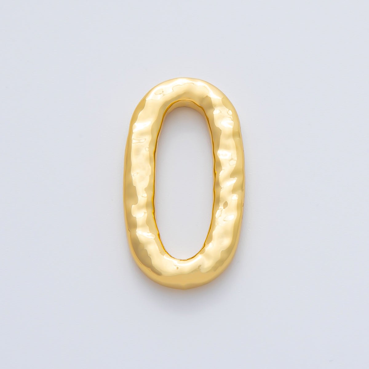 18K Gold Plated 26mm Hammered Long Oval Oblong Finding in Gold & Silver | Z1433 - DLUXCA