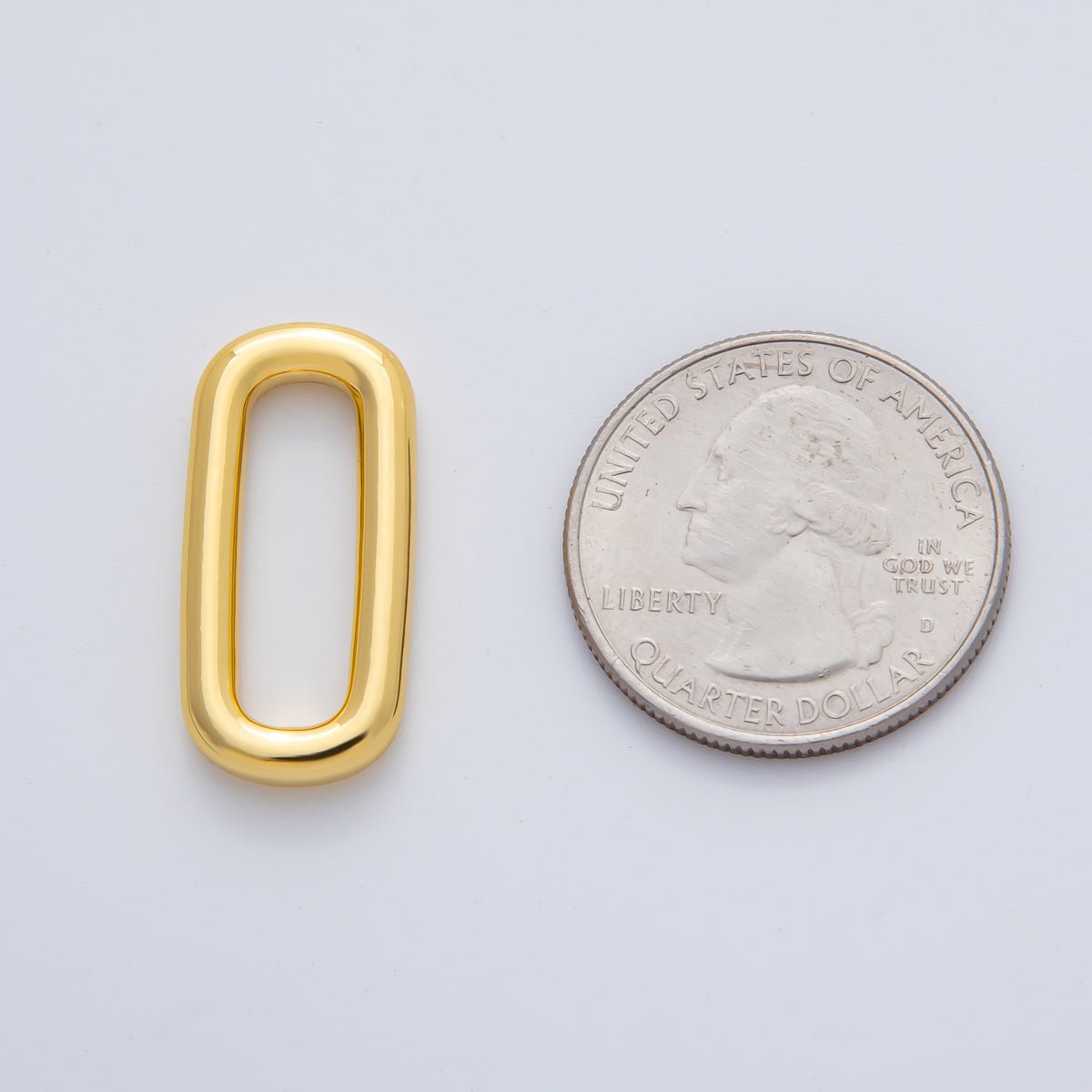 18K Gold Plated 26mm Polished Long Oblong Oval Finding in Gold & Silver | Z1434 - DLUXCA