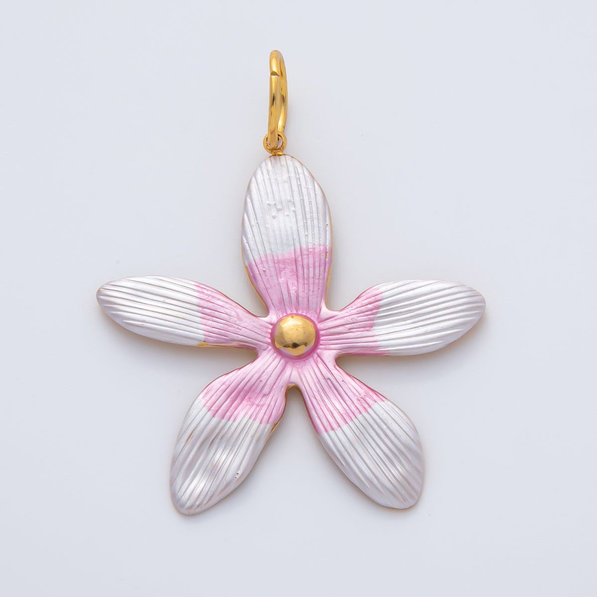 18K Gold Plated 41mm Black, Green, Pink Enamel Flower Charm | AF1424 AF1425 - DLUXCA