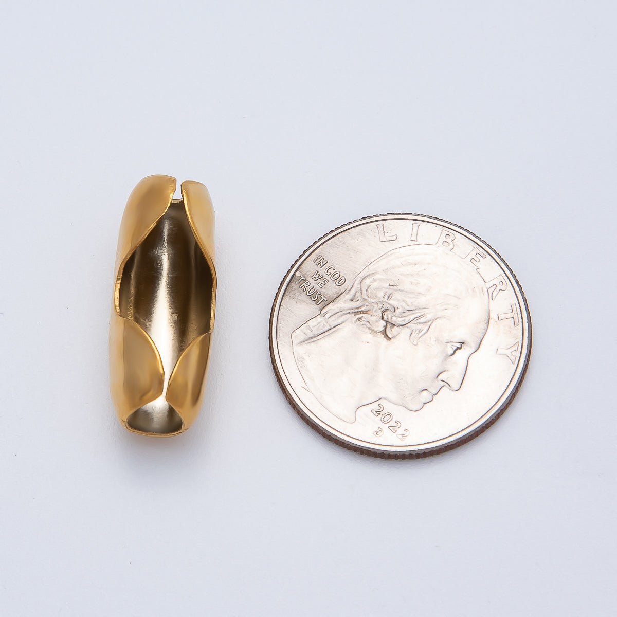 18K Gold PVD Stainless Steel 9.5mm Ball Chain End Cap Closure | Findings - 00125 - DLUXCA