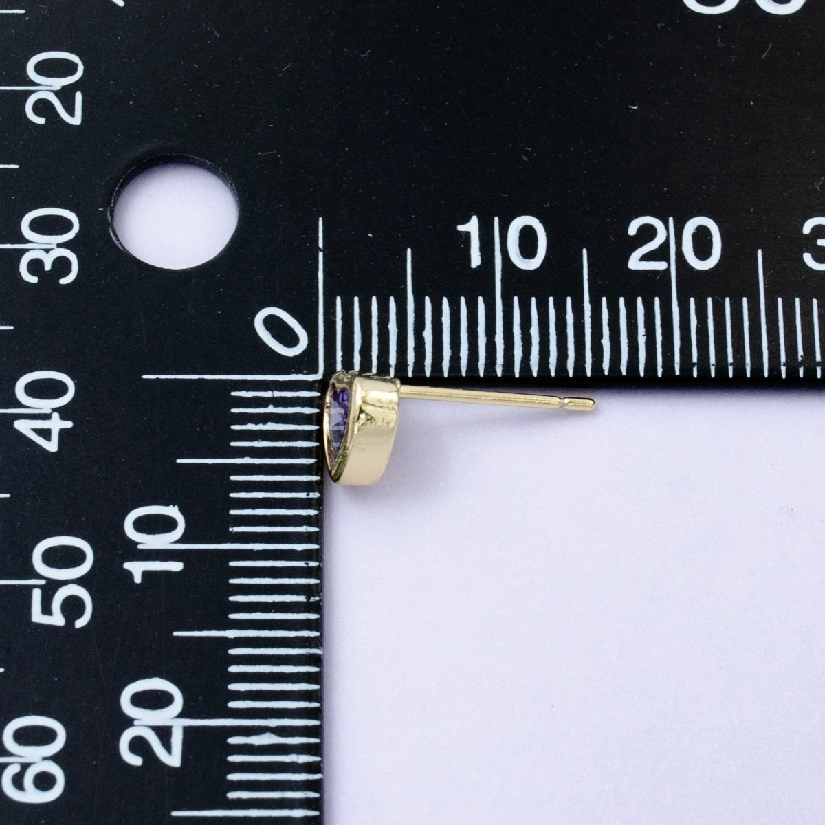 1x Tiny Heart CZ Plain Bezel Set Earrings, 14K gold earring, tiny studs, minimal earring, gold cz stud earring Q - 431 - DLUXCA