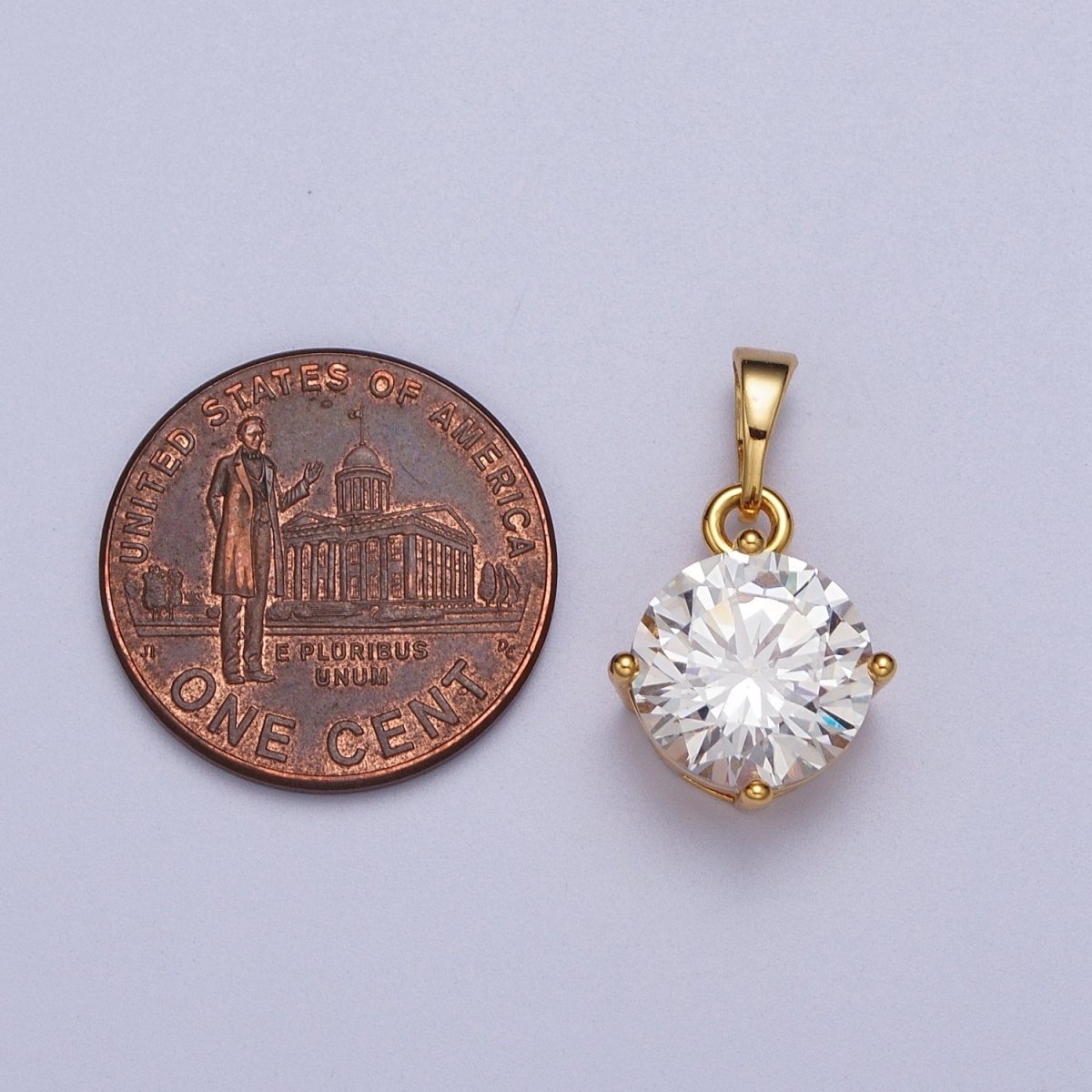 20.5mm Clear CZ Solitaire Round Pendant | AA00018 - DLUXCA
