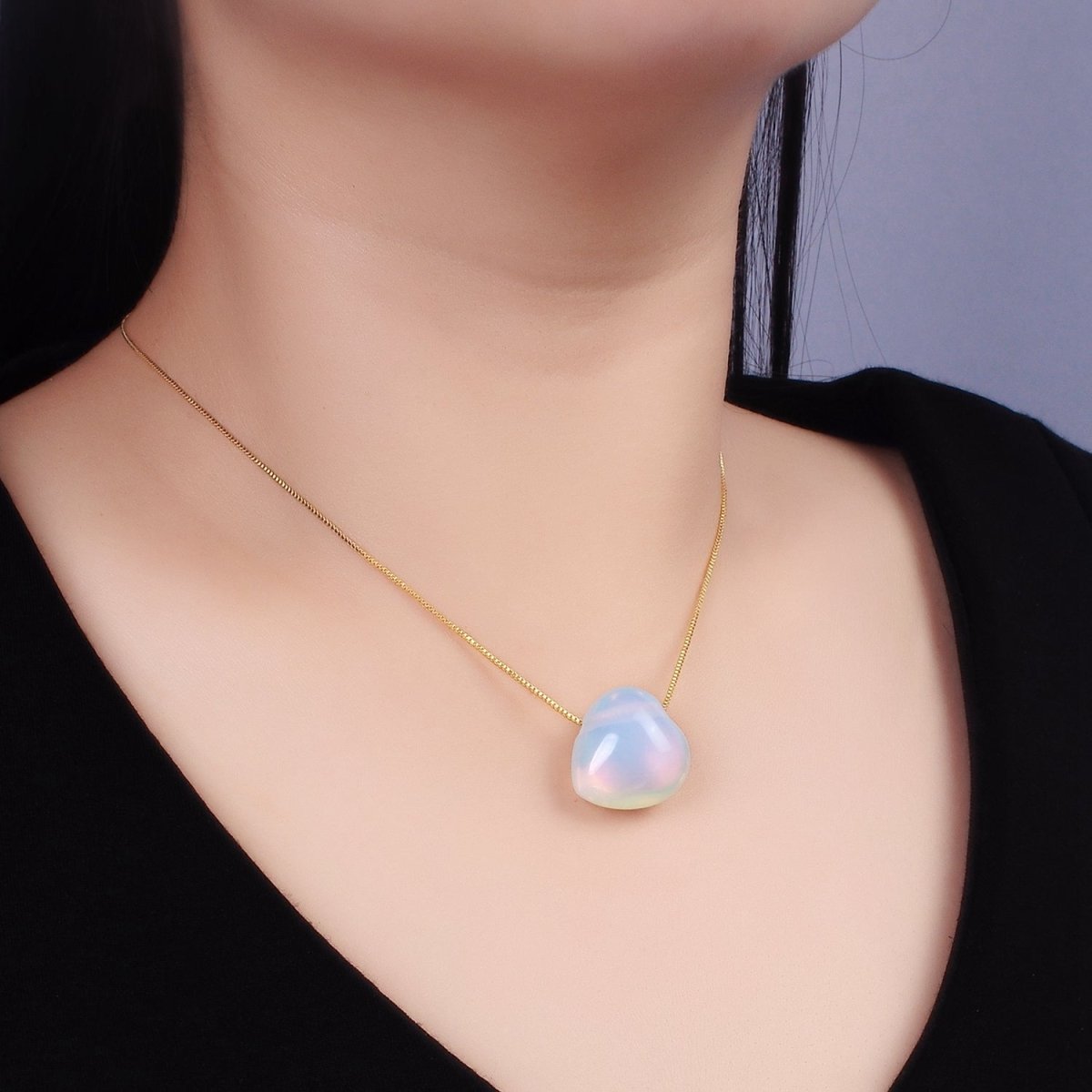 20mm Natural Gemstone Heart Charm | B886 - B892 - DLUXCA