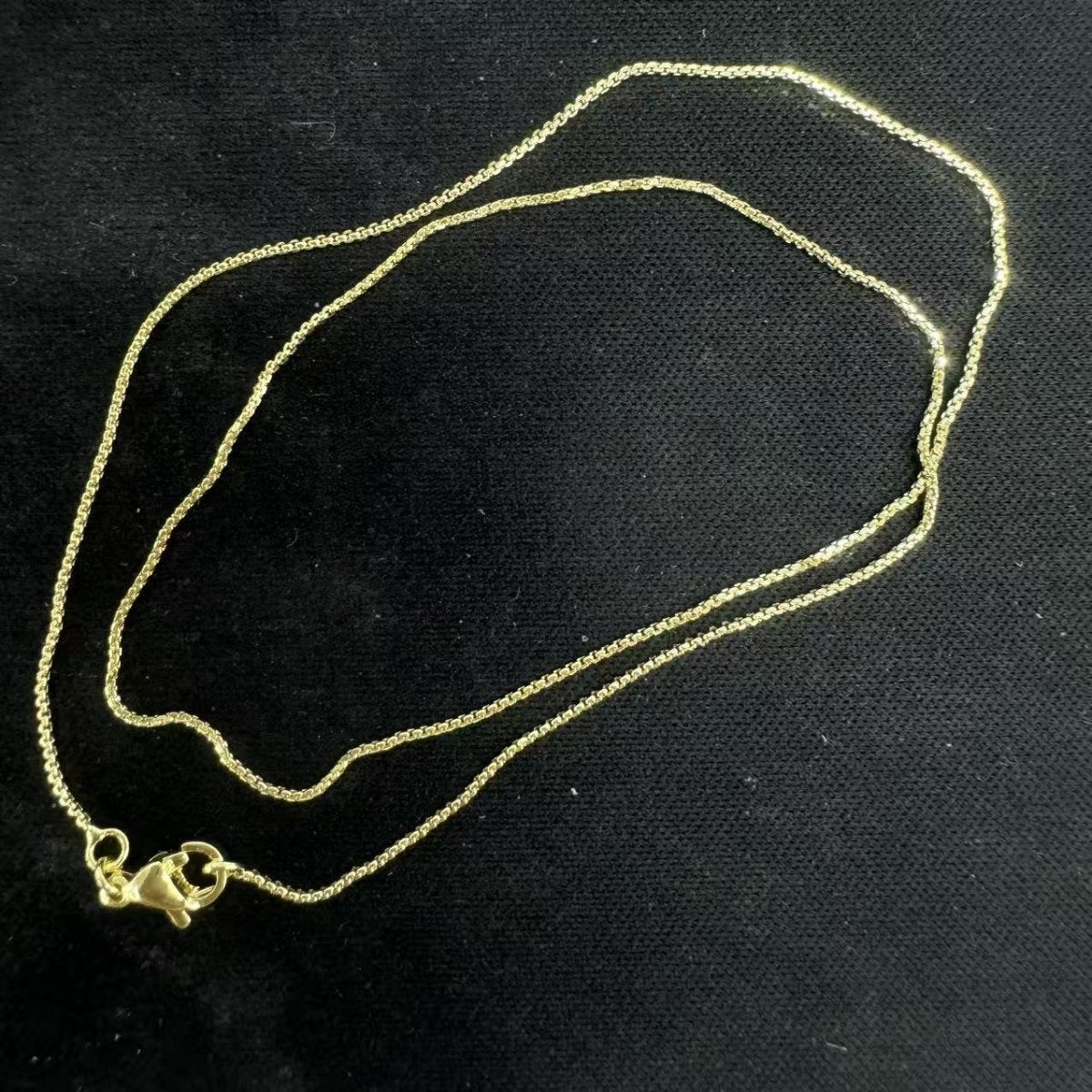 24K Gold Filled 0.8mm Minimalist Box Chain 15 Inch, 16 Inch, 18 Inch Necklace | WA - 04021 - DLUXCA