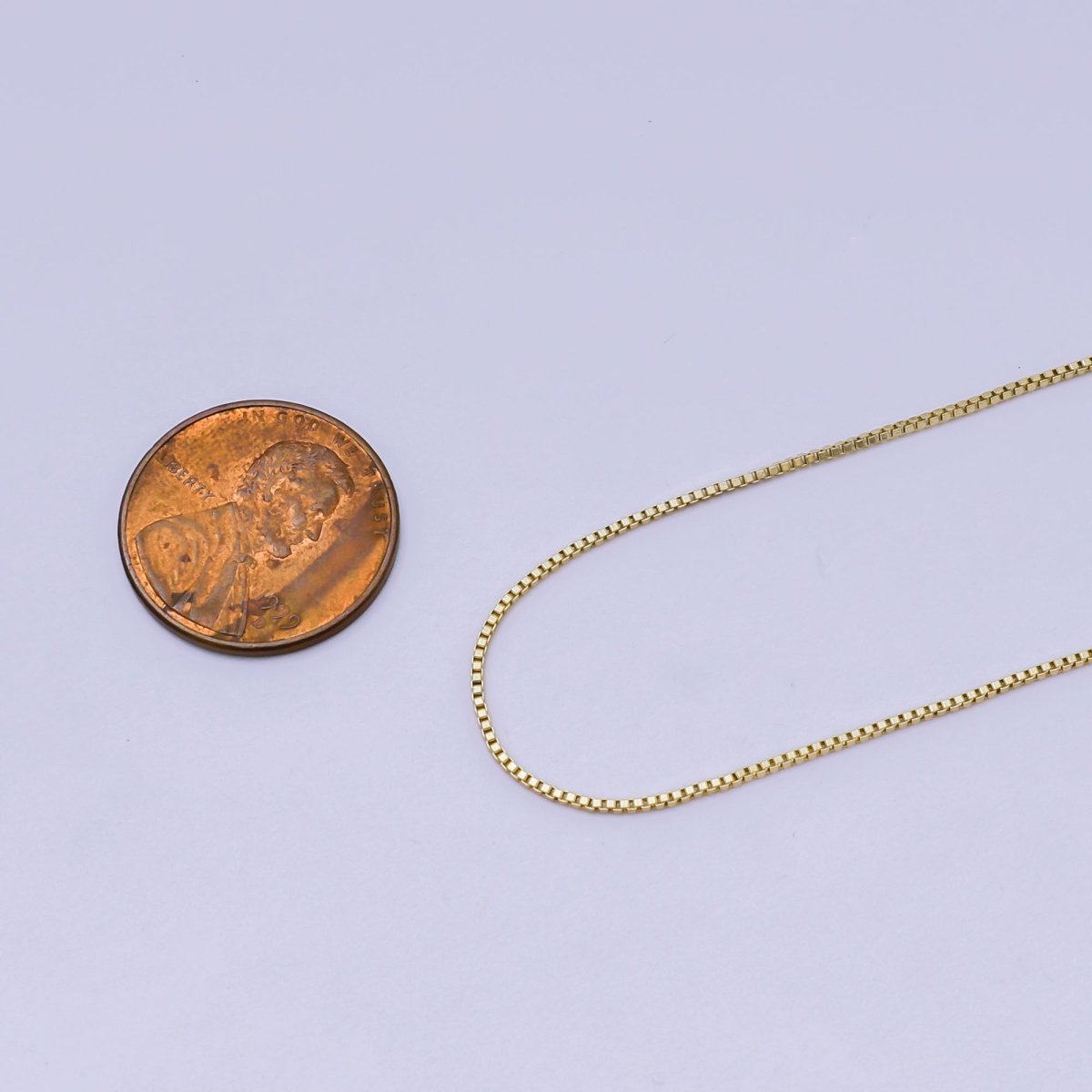 24K Gold Filled 0.8mm Small Box Chain by Yard | ROLL - 1672 - DLUXCA
