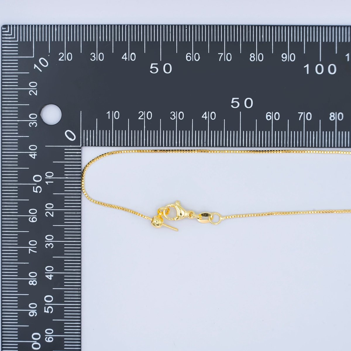 24K Gold Filled 0.9mm Box Chain 19 Inch Adjustable Threader Necklace | WA - 2738 - DLUXCA