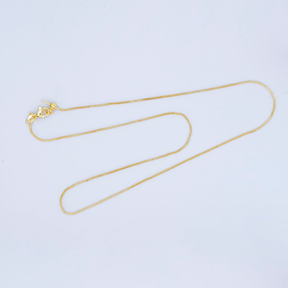 24K Gold Filled 0.9mm Box Chain 19 Inch Adjustable Threader Necklace | WA - 2738 - DLUXCA