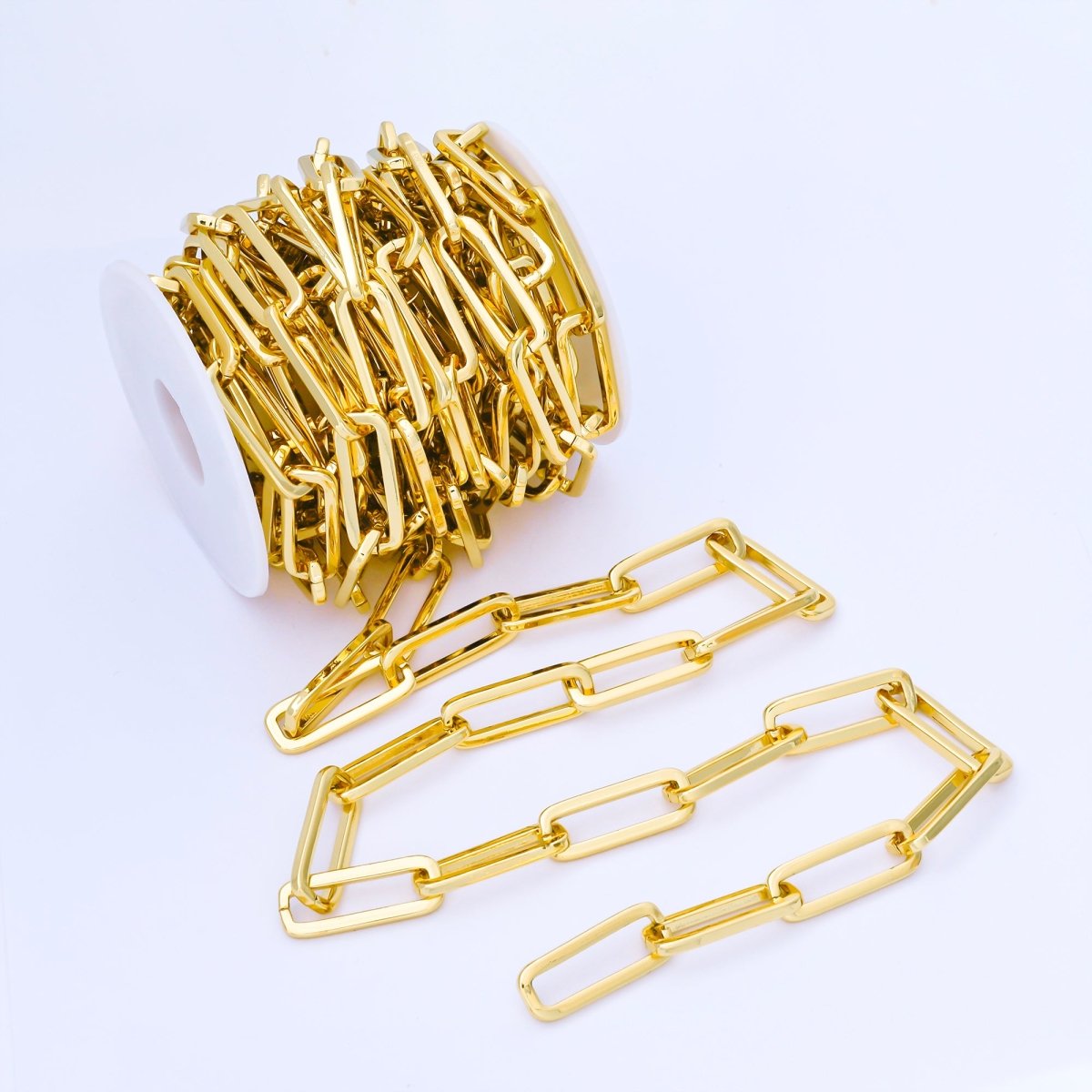 24K Gold Filled 10.8mm Paperclip Unfinished Chain by Yard | Roll - 1744 - DLUXCA