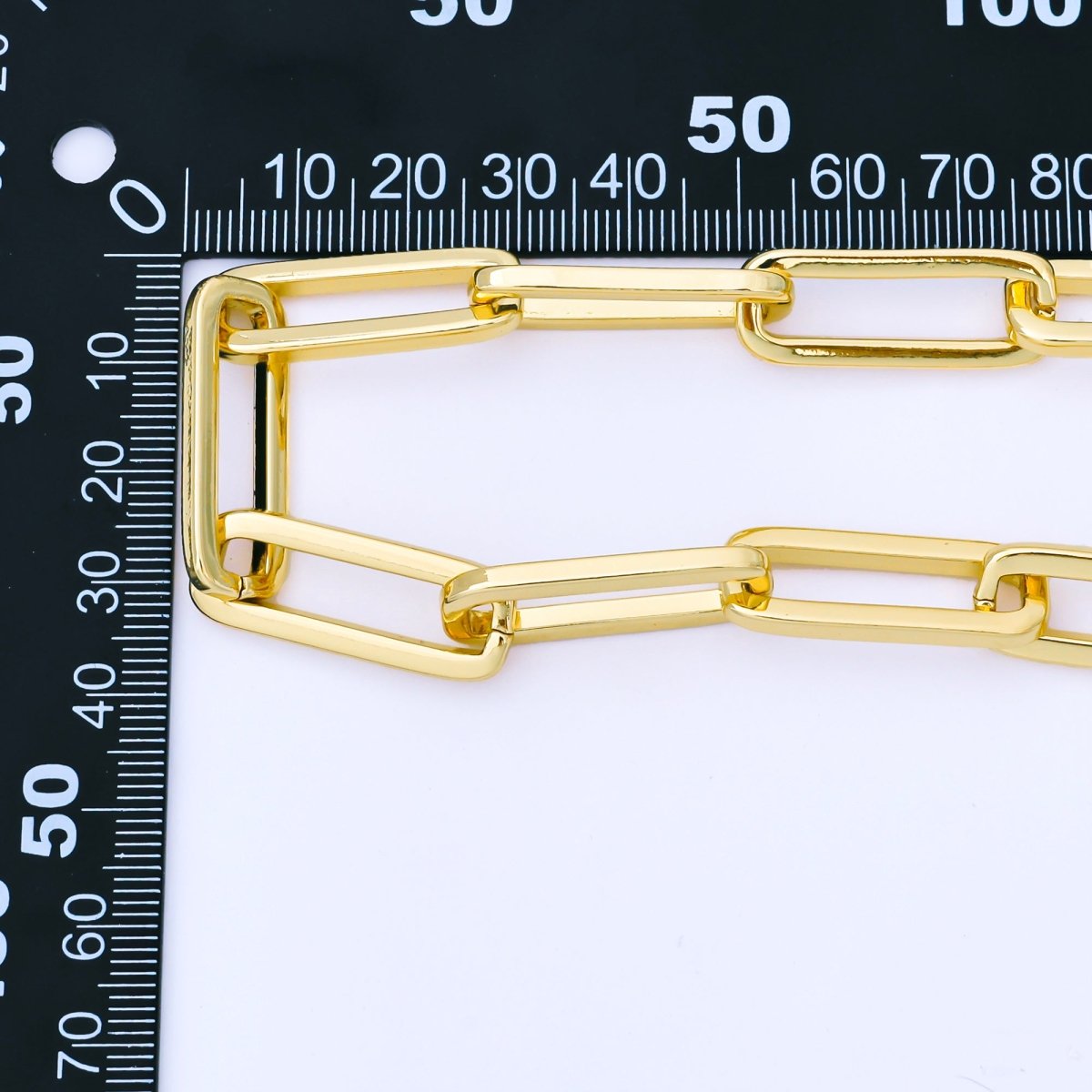 24K Gold Filled 10.8mm Paperclip Unfinished Chain by Yard | Roll - 1744 - DLUXCA