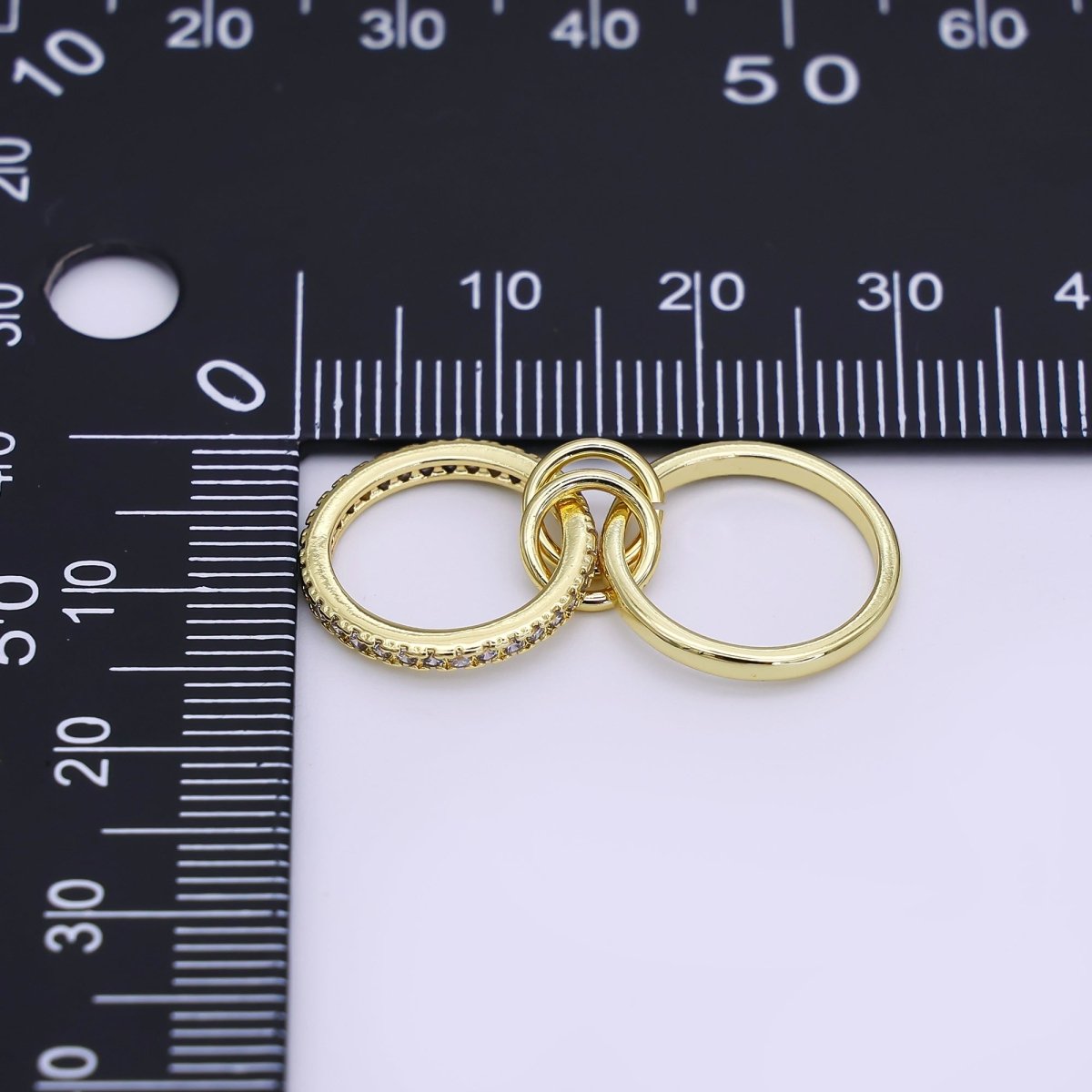 24K Gold Filled 10mm, 14.5mm Micro Paved CZ Double Loop Finding | Z1093 Z1094 - DLUXCA