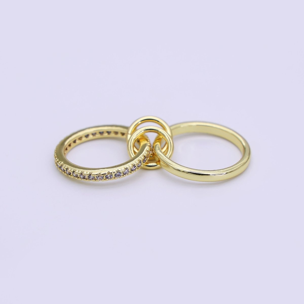 24K Gold Filled 10mm, 14.5mm Micro Paved CZ Double Loop Finding | Z1093 Z1094 - DLUXCA