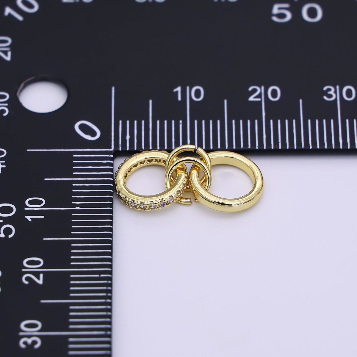 24K Gold Filled 10mm, 14.5mm Micro Paved CZ Double Loop Finding | Z1093 Z1094 - DLUXCA