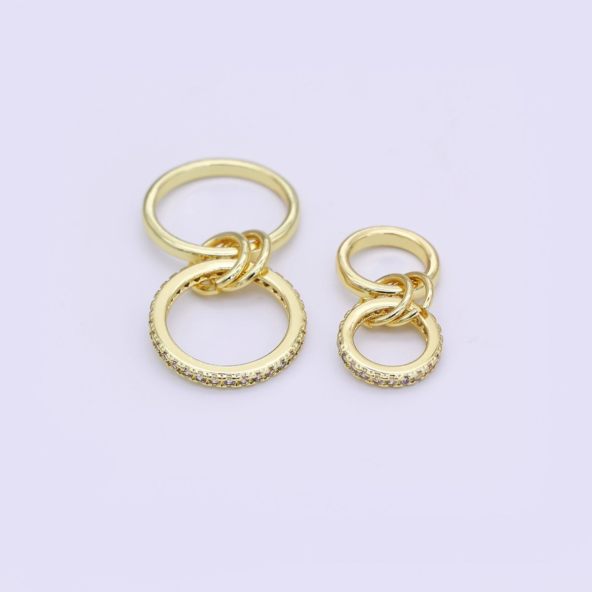 24K Gold Filled 10mm, 14.5mm Micro Paved CZ Double Loop Finding | Z1093 Z1094 - DLUXCA