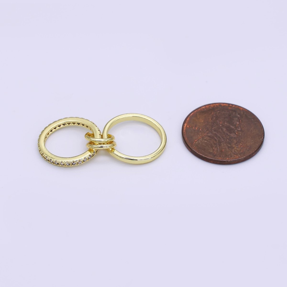 24K Gold Filled 10mm, 14.5mm Micro Paved CZ Double Loop Finding | Z1093 Z1094 - DLUXCA