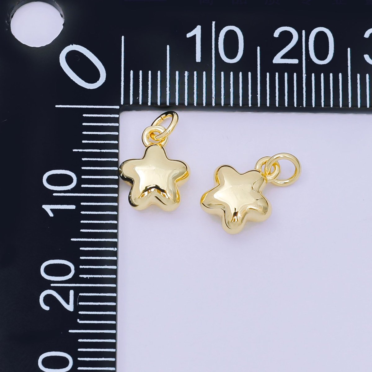 24K Gold Filled 10mm 5 - Points Puffy Celestial Star Charm | AH - 678 - DLUXCA