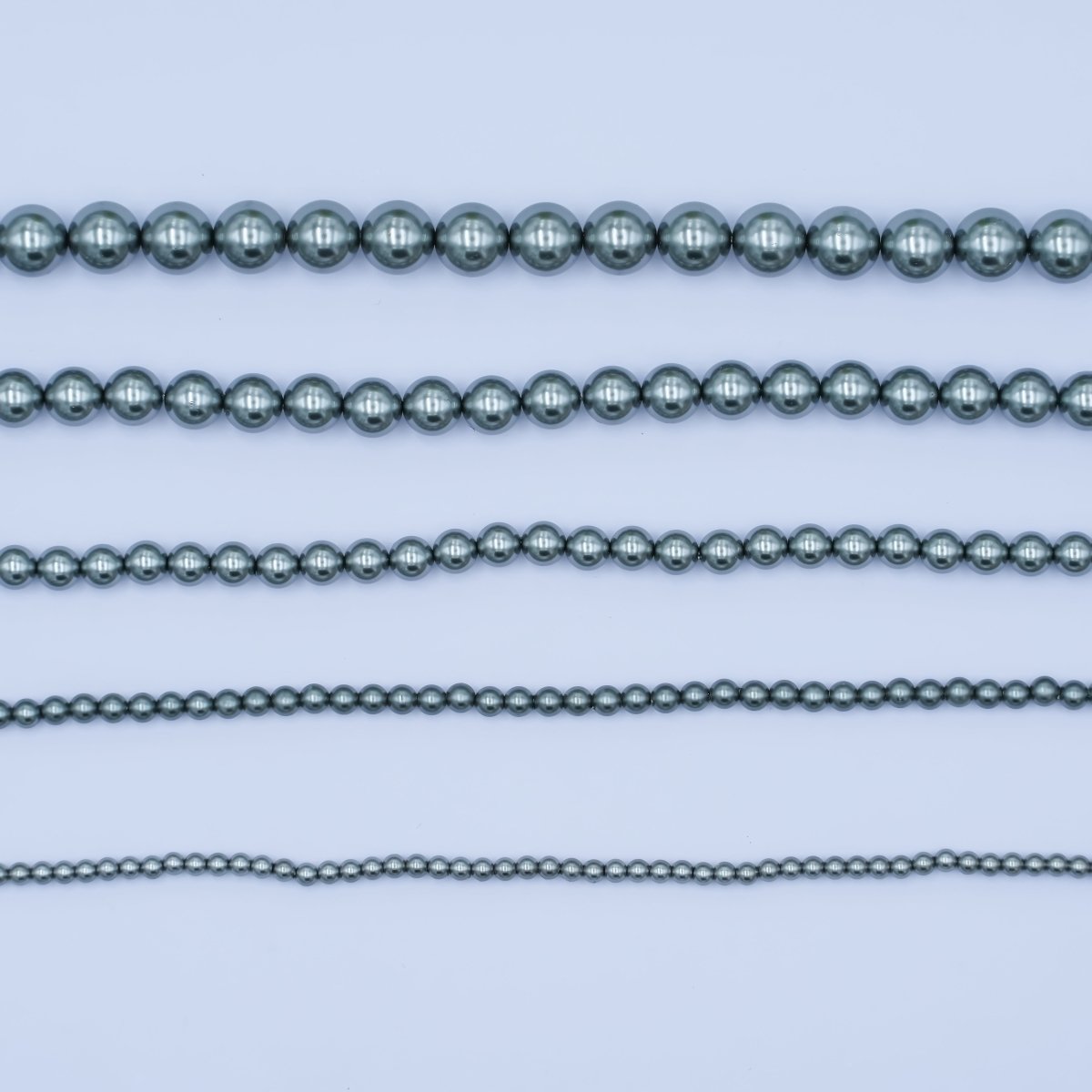 24K Gold Filled 10mm, 8mm, 6mm, 4mm, 3mm Black Round Shell Pearl 17 Inch Necklace | WA - 2843 ~ WA - 2847 - DLUXCA