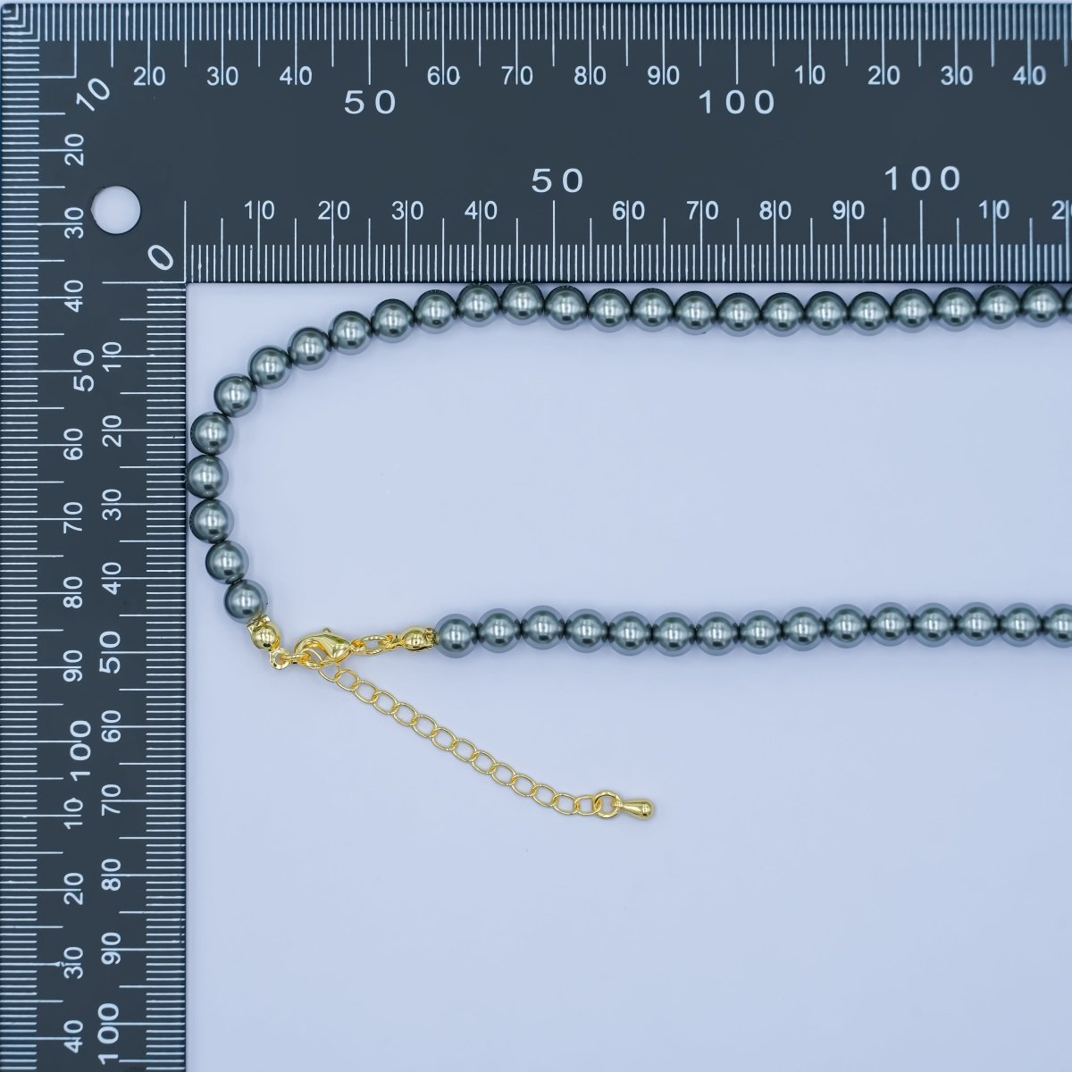 24K Gold Filled 10mm, 8mm, 6mm, 4mm, 3mm Black Round Shell Pearl 17 Inch Necklace | WA - 2843 ~ WA - 2847 - DLUXCA