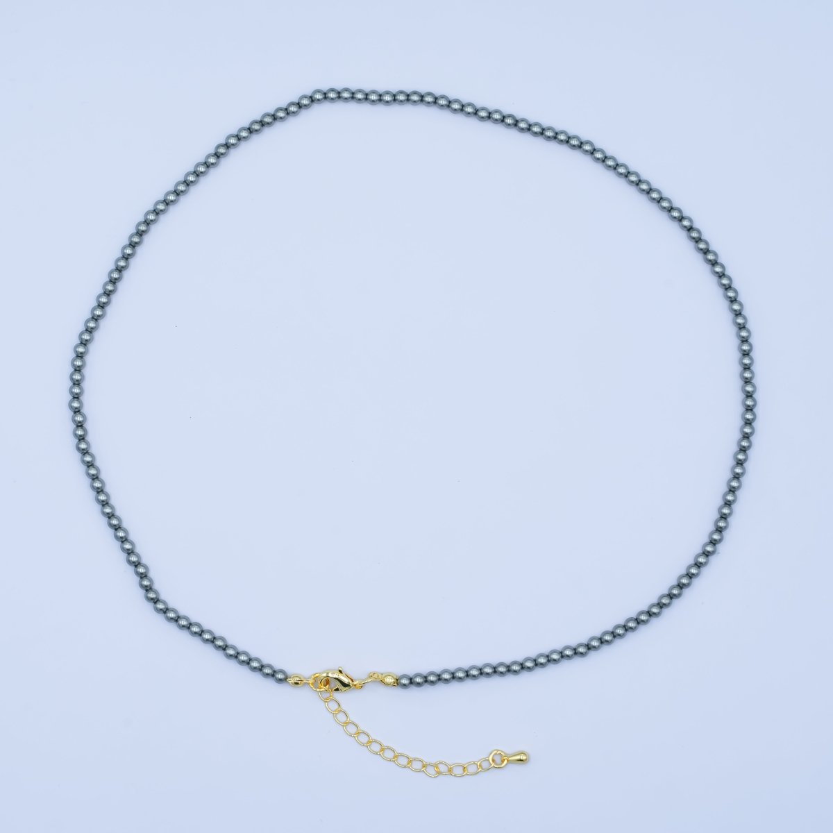 24K Gold Filled 10mm, 8mm, 6mm, 4mm, 3mm Black Round Shell Pearl 17 Inch Necklace | WA - 2843 ~ WA - 2847 - DLUXCA