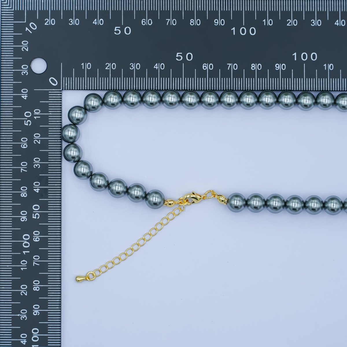 24K Gold Filled 10mm, 8mm, 6mm, 4mm, 3mm Black Round Shell Pearl 17 Inch Necklace | WA - 2843 ~ WA - 2847 - DLUXCA