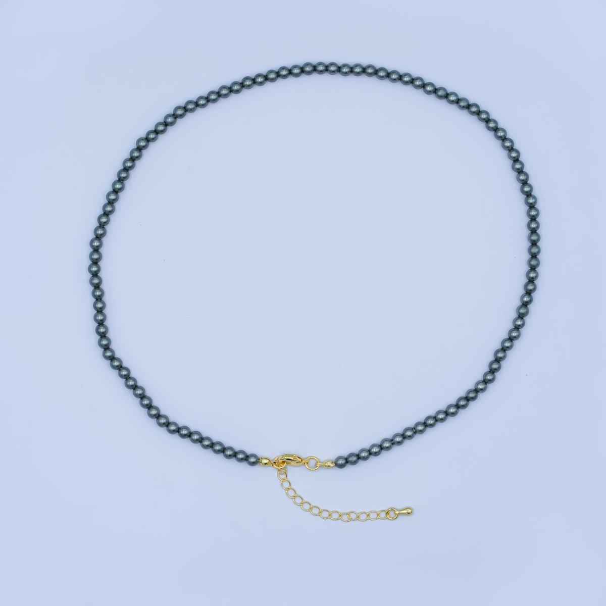 24K Gold Filled 10mm, 8mm, 6mm, 4mm, 3mm Black Round Shell Pearl 17 Inch Necklace | WA - 2843 ~ WA - 2847 - DLUXCA