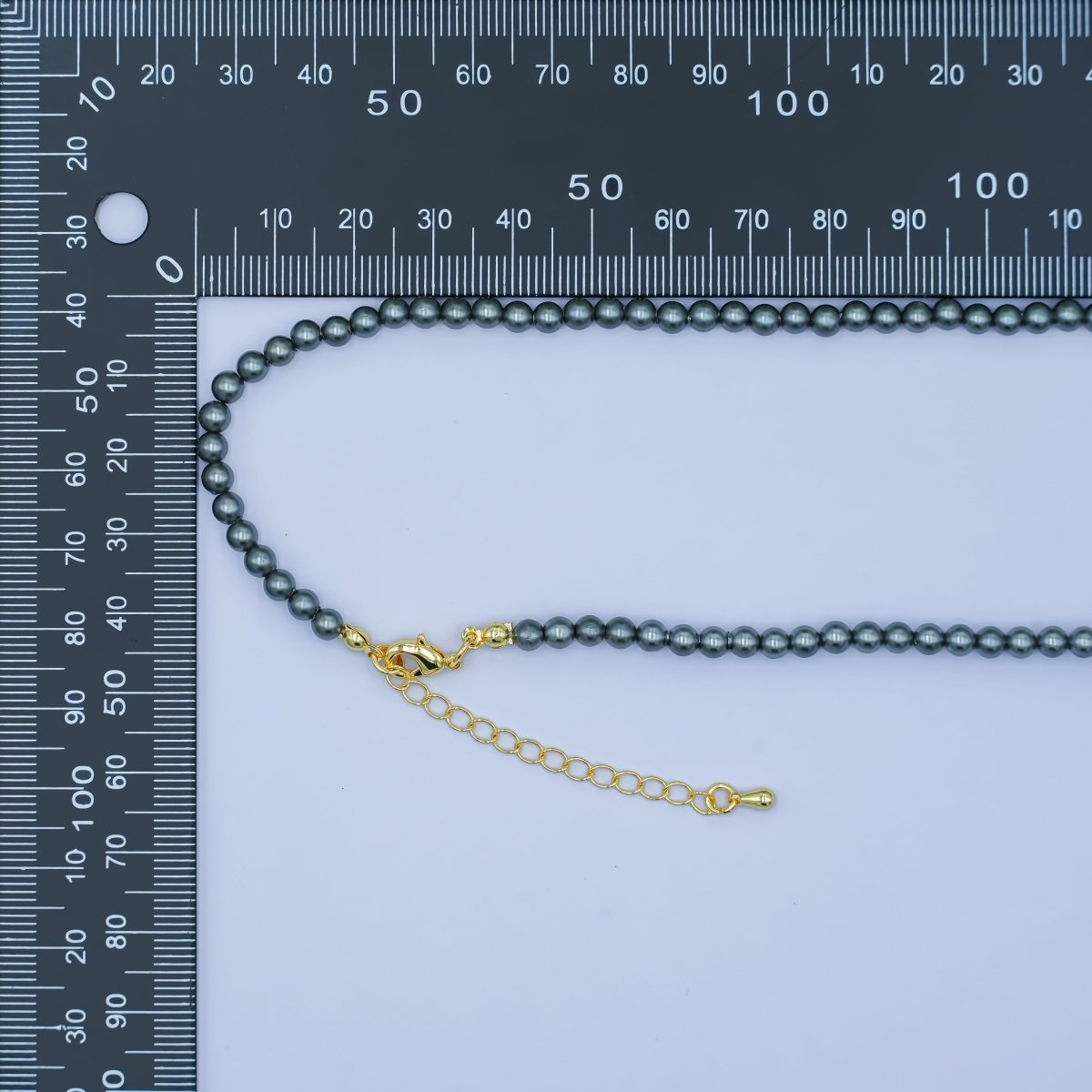 24K Gold Filled 10mm, 8mm, 6mm, 4mm, 3mm Black Round Shell Pearl 17 Inch Necklace | WA - 2843 ~ WA - 2847 - DLUXCA