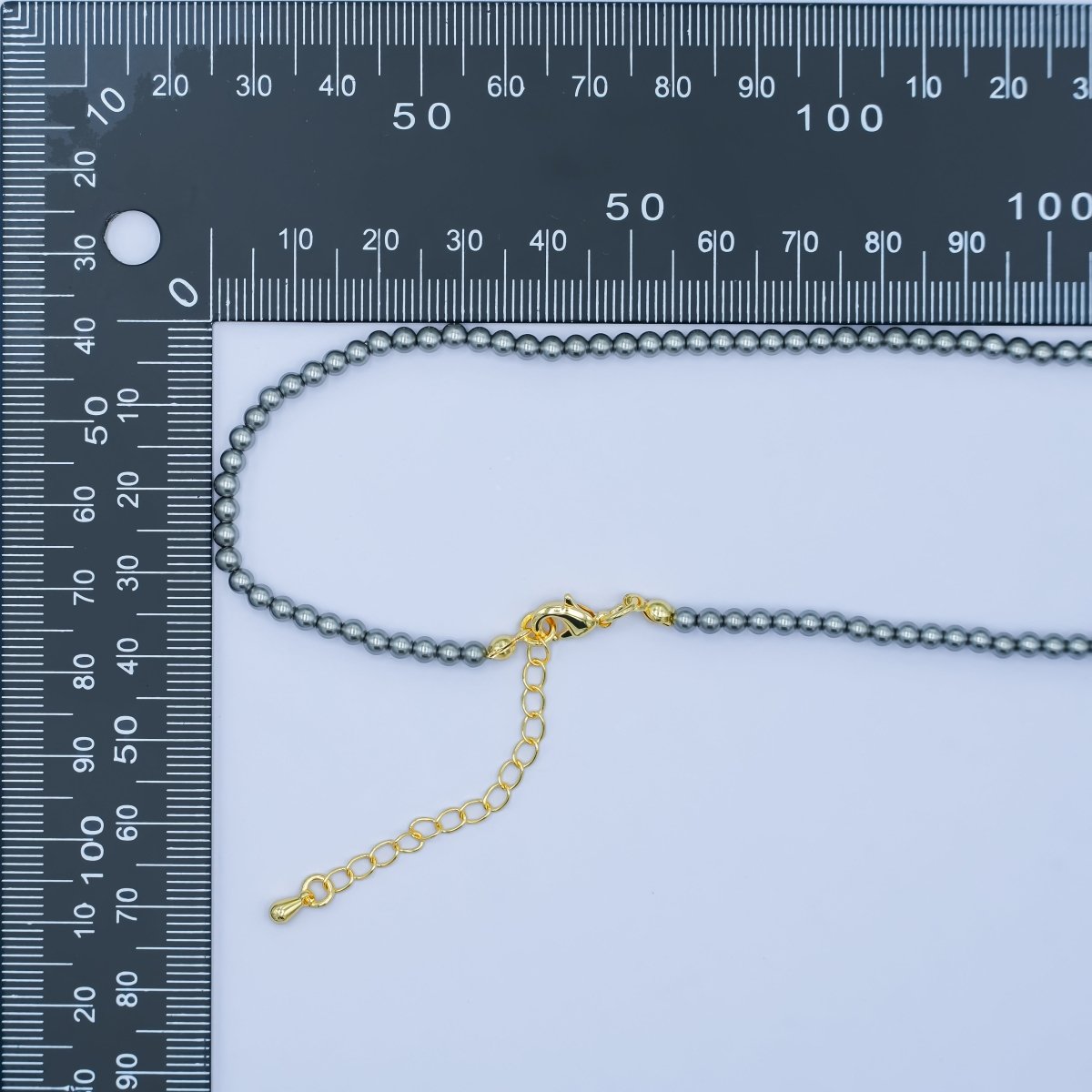 24K Gold Filled 10mm, 8mm, 6mm, 4mm, 3mm Black Round Shell Pearl 17 Inch Necklace | WA - 2843 ~ WA - 2847 - DLUXCA