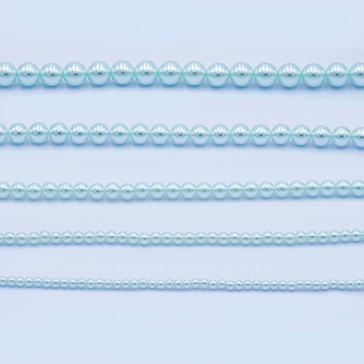 24K Gold Filled 10mm, 8mm, 6mm, 4mm, 3mm Blue Round Shell Pearl 17 Inch Necklace | WA - 2805 ~ WA - 2809 - DLUXCA